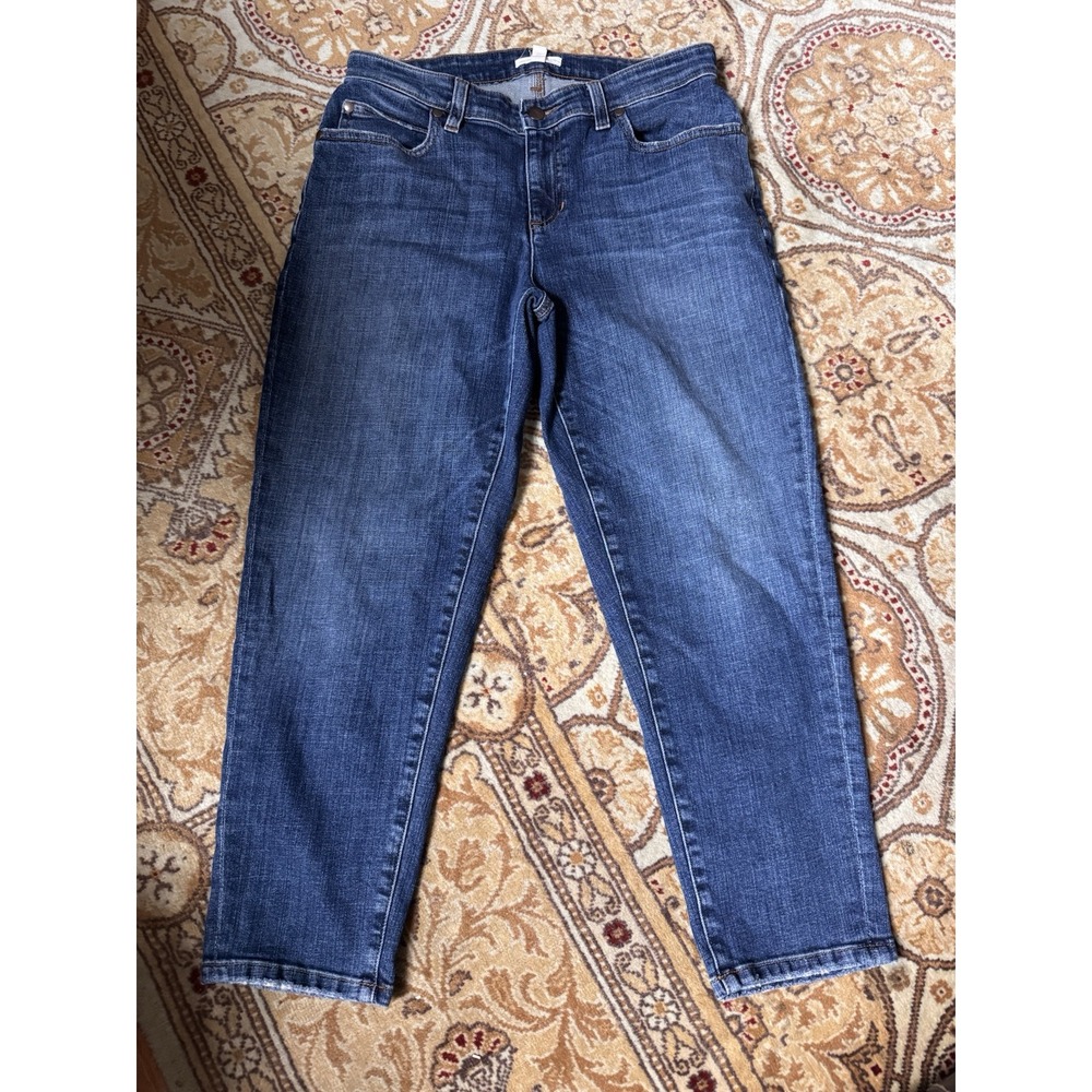 Eileen Fisher Jeans Womens Size 4 Small Cropped Capri Blue Denim Pants Stretch